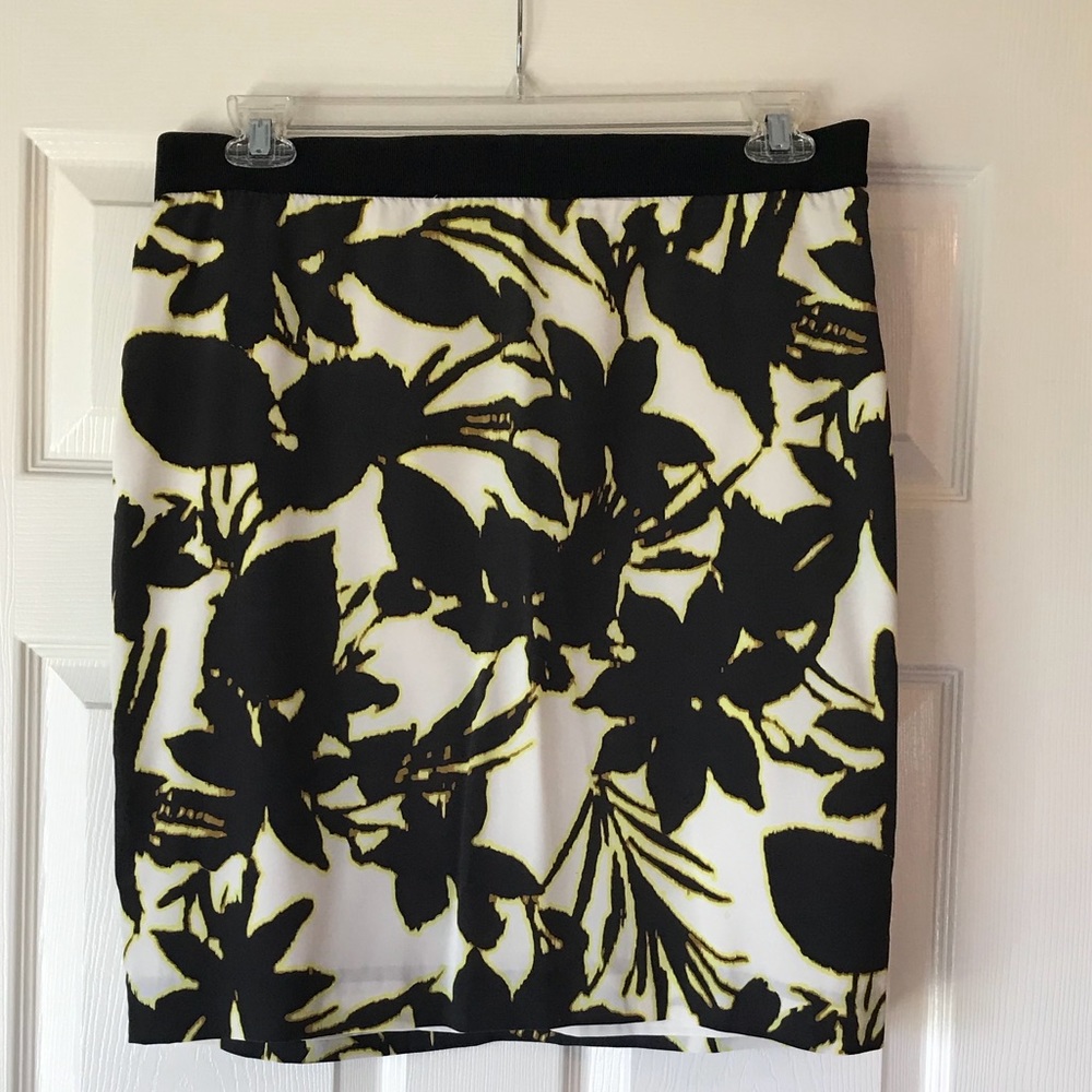 Stretch Silk Ann Taylor Shadow Print Skirt